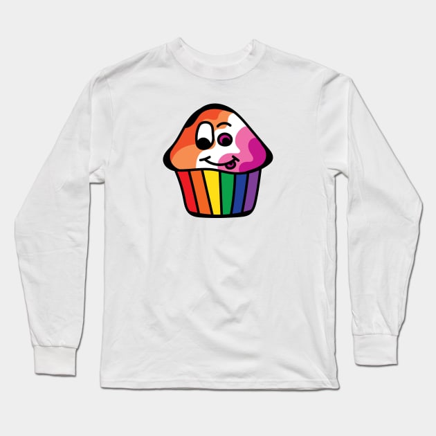 Lesbian Pride Rainbow Cupcake Long Sleeve T-Shirt by BiOurPride
